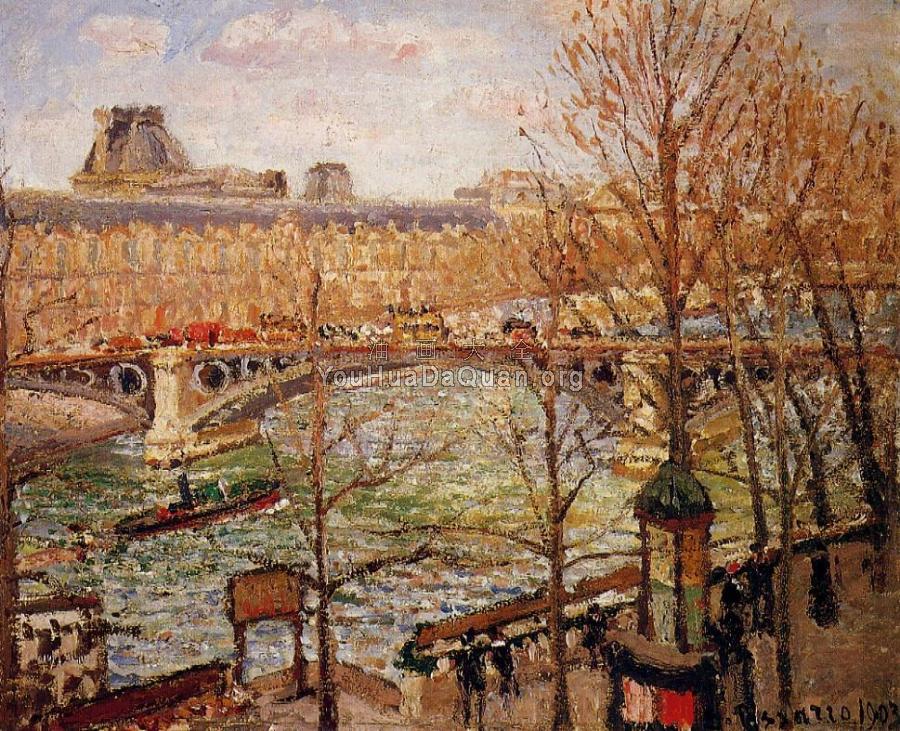 The Pont du Carrousel, Afternoon - 卡米耶·毕沙罗